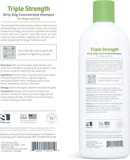 Synergy Labs Veterinary Formula Solutions Triple Strength Dirty Dog Concentrated Shampoo 17oz - 503ml