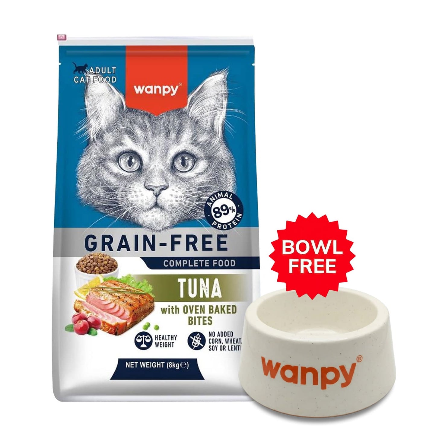 Wanpy Grain Free Complete Food For Adult Cat Tuna Recipe 8Kg