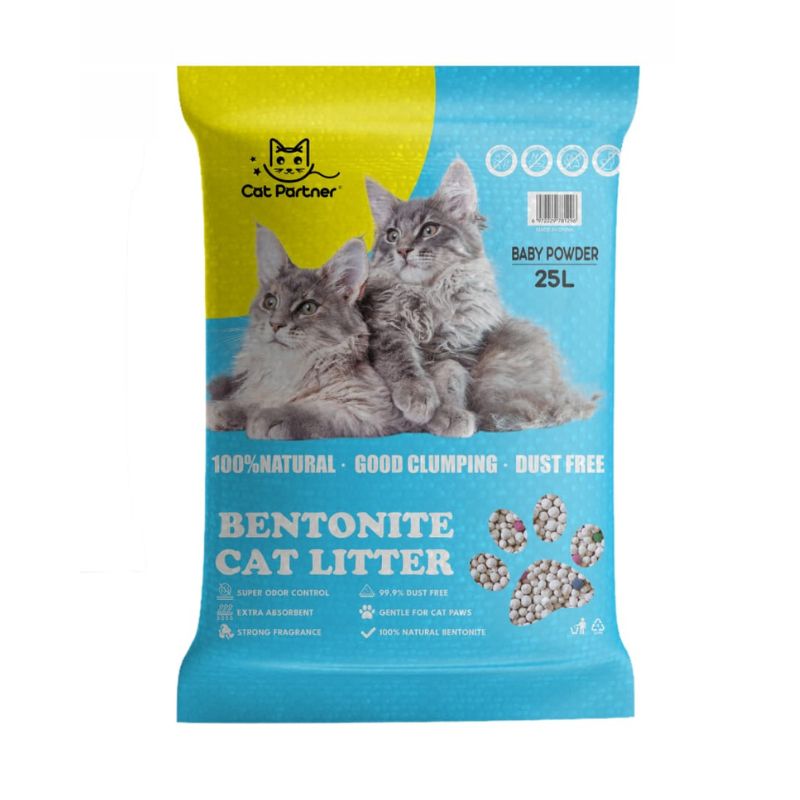 Cat Partner Bentonite Dust Free Clumping Cat Litter –25L - Baby Powder
