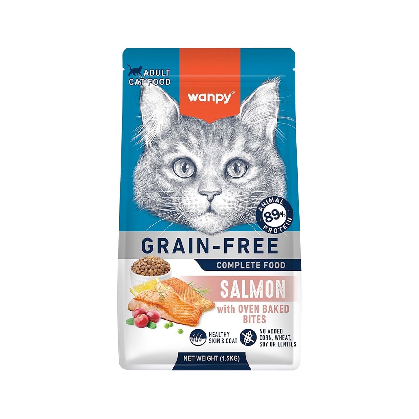 Wanpy Grain Free Complete Food For Adult Cat Salmon Recipe 1.5Kg