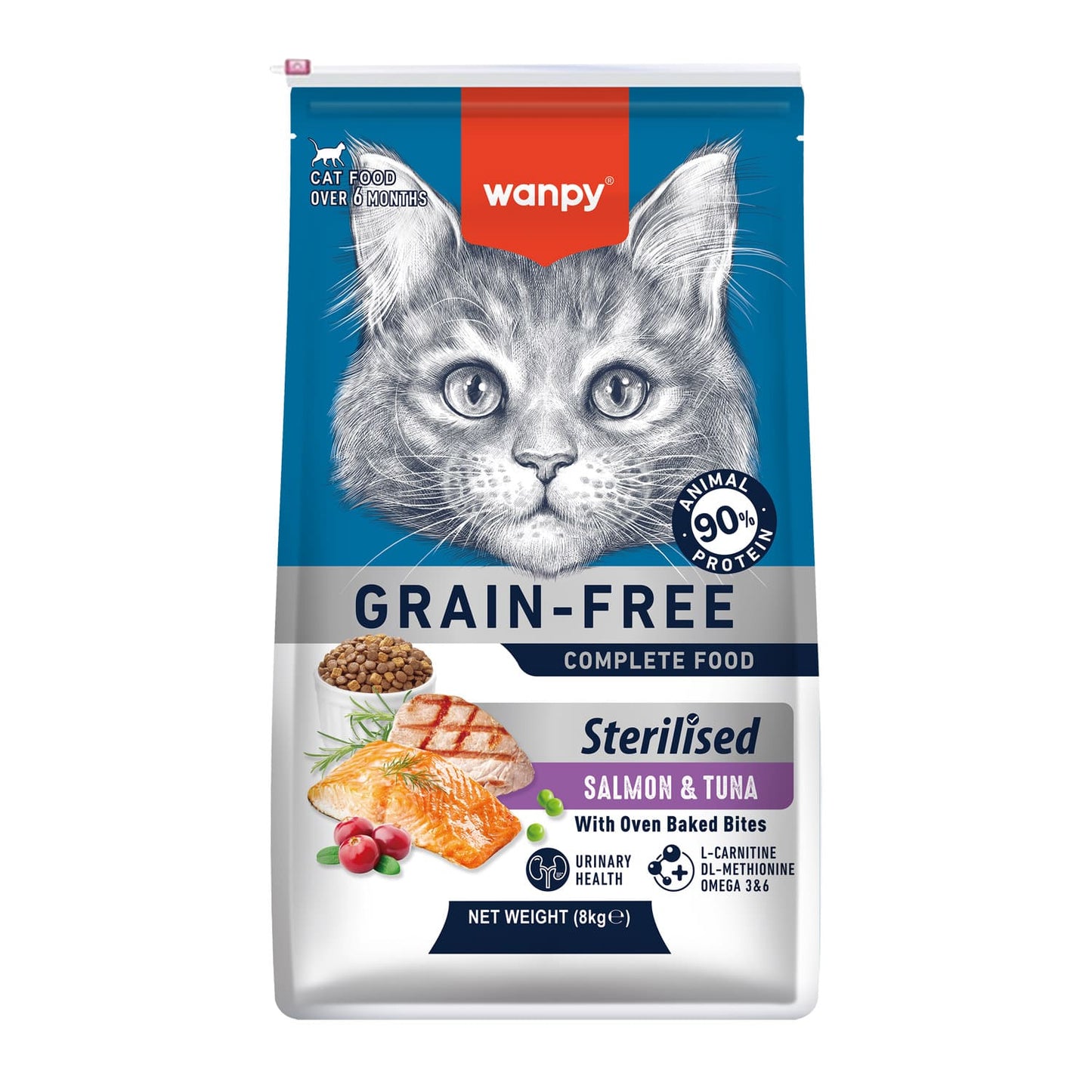 WANPY Grain Free Sterilized Cat Food – Salmon & Tuna Recipe 1.5Kg