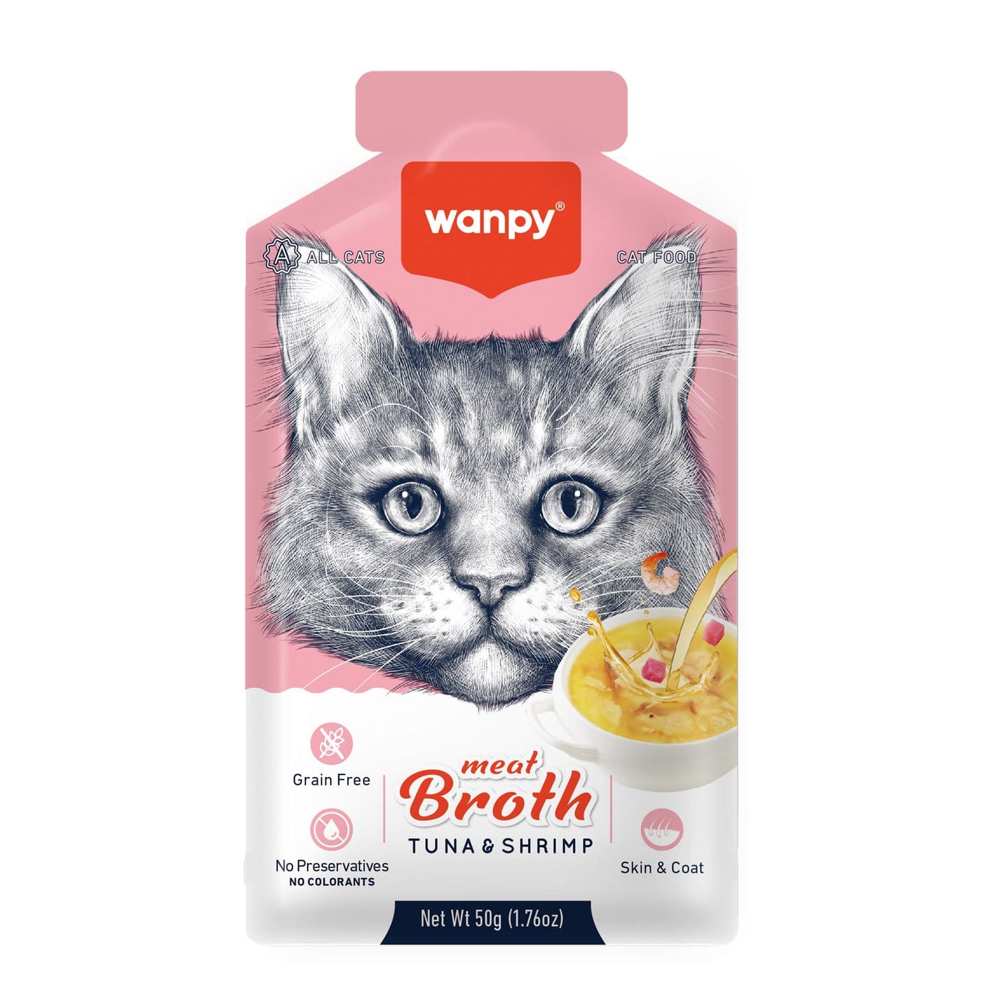 Wanpy Meat Broth Tuna &amp; Shrimp for Cats (50gm) - 1Box 12pcs