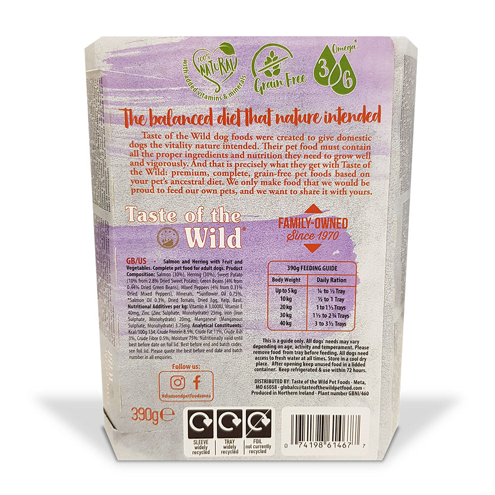Taste of the Wild Salmon with Fruit & Vegetables Tray Wet Dog Food 390G