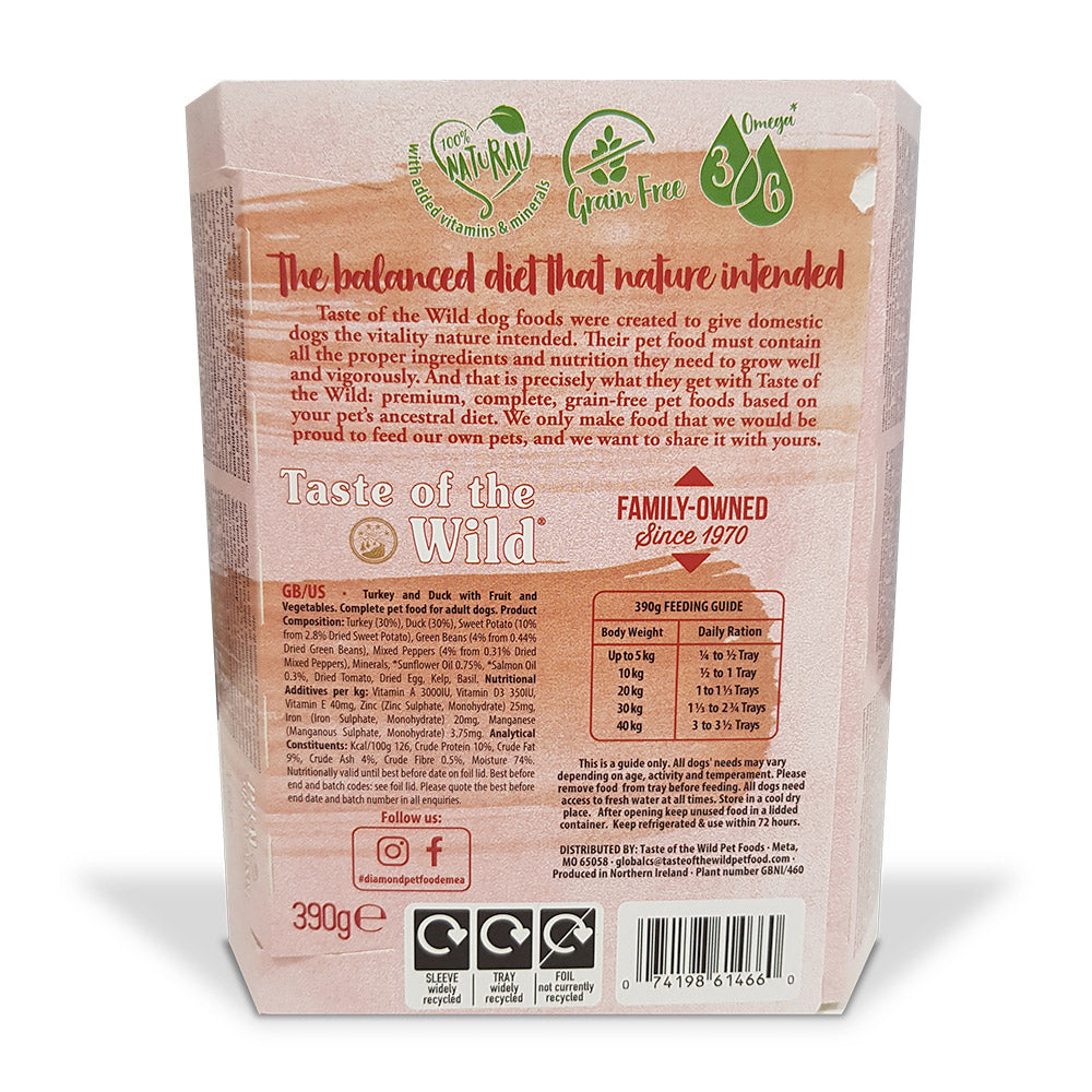 Taste of the Wild Turkey with Fruit & Vegetables Tray Wet Dog Food 390G