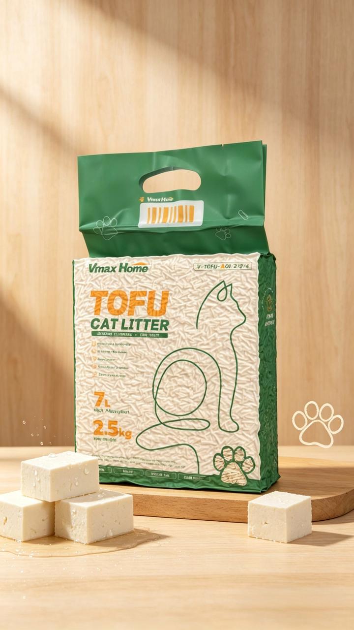 Vmax Tofu Cat Litter Natural Clumping Low Dust Flushable Strong Odor Control Original Scent 7L
