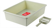 Cat Litter Tray with Scoop - Green - M Size 38 x 28 x 10 cm