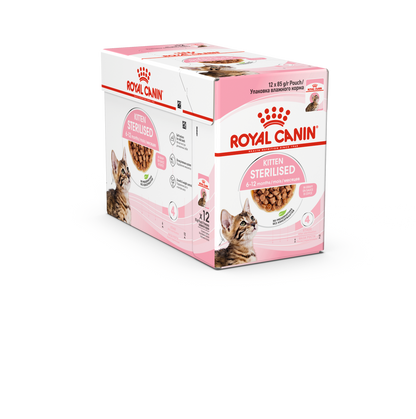 Royal Canin Kitten Sterilised Gravy Wet Cat Food Pouches for Kittens, 12 x 85g