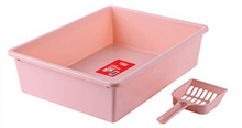 Cat Litter Tray with Scoop - Pink - M Size 38 x 28 x 10 cm