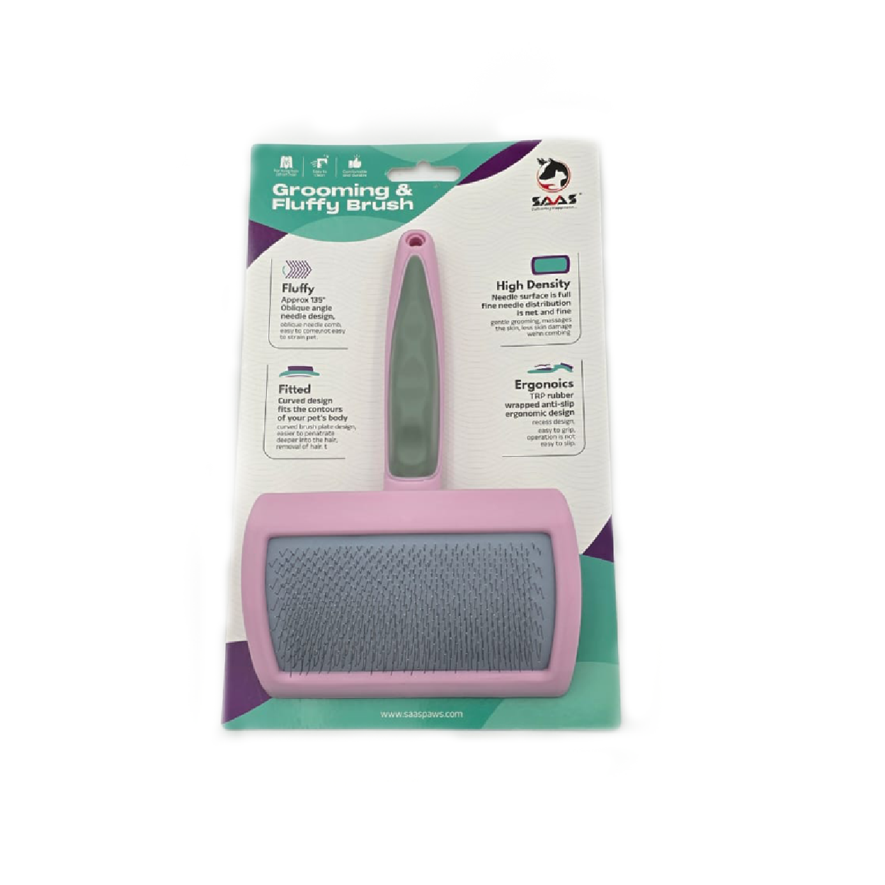 Saas Grooming Fluffy Brush Purple 18x11.7x2.3 CM--