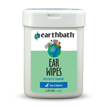 earthbath® Ear Wipes with Witch Hazel for Dogs, Cats, Puppies &amp; Kittens, 25 ct re-sealable container
