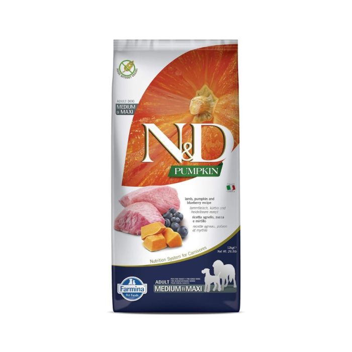 Farmina N&D Pumpkin, Lamb and Blueberry Medium and Maxi Dry Dog Food - 12 Kg