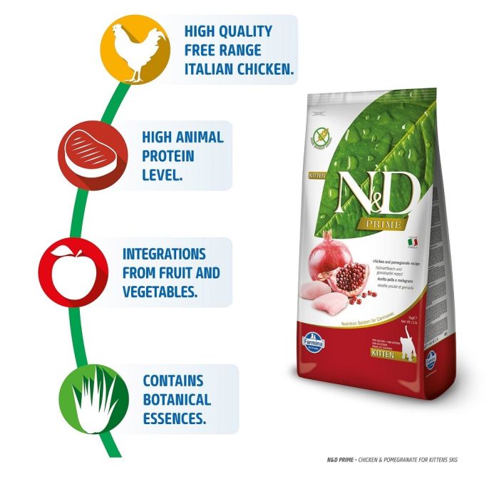 Farmina N&D Prime Chicken and Pomegranate Dry Kitten Food - 1.5 kg