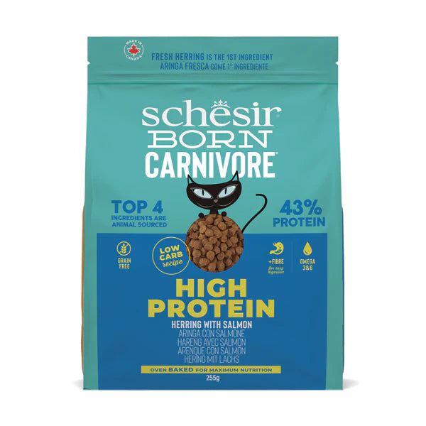 Schesir Born Carnivore Grain Free Oven Baked Dry Food [High-Protein] For Cat - Herring & Salmon  255g