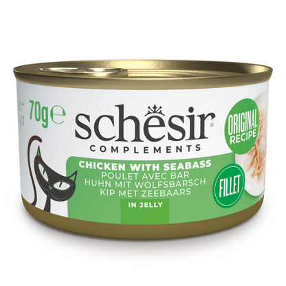 Schesir Complements Cat Wet Food  in Jelly Can- Chicken With Seabass 70g [MOQ:12pcs]