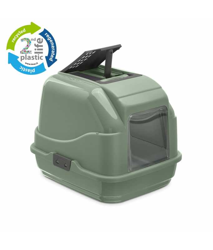 مرحاض بلاستيكي للقطط من إيماك إيزي كات سكند لايف، 50 × 40 × 40 سم [اللون - أخضر حكيم]