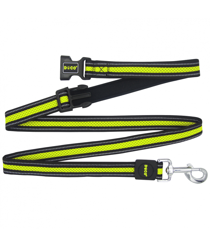 حبل DOCO® Athletica Easy-Snap Air Leash بطول 6 أقدام (DCA1372) [المقاس - M/L، اللون - أخضر ليموني آمن]