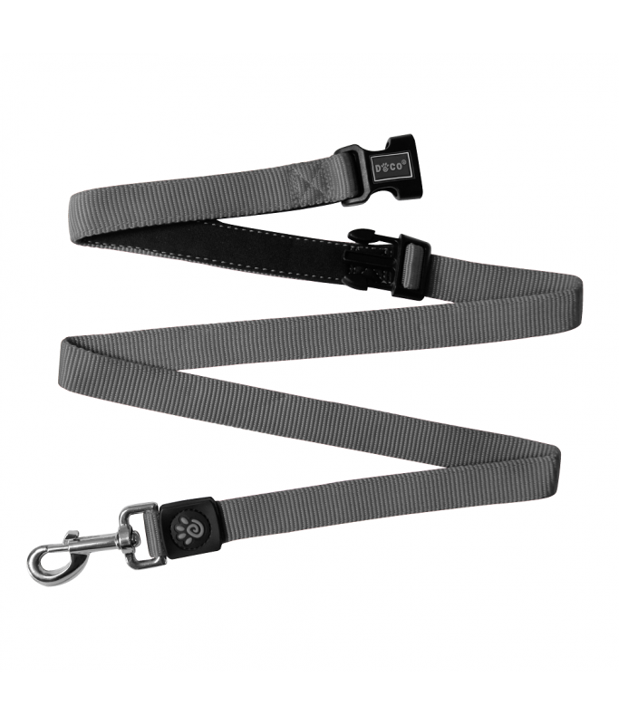DOCO® Easy-Snap -HANDS FREE Leash 6ft (DCS2072)[Color - Grey, Size - M]