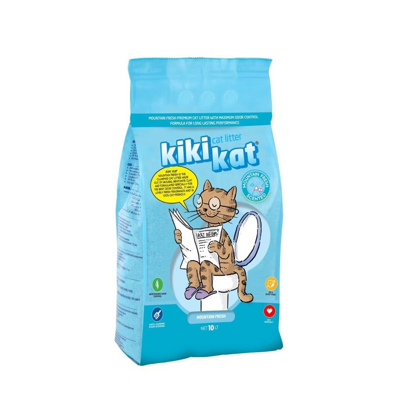 Kiki Kat White Bentonite Clumping Cat Litter –Mountain Fresh-10 L