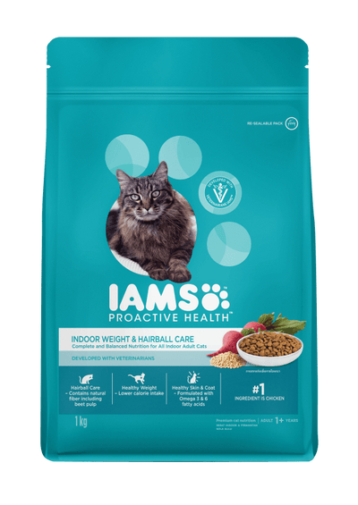IAMS Proactive Health Indoor Weight & Hairball Care Dry Cat Food - 1KG