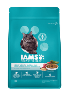 IAMS Proactive Health Indoor Weight & Hairball Care Dry Cat Food - 1KG