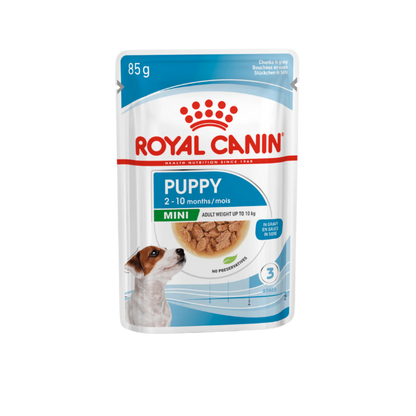 Royal Canin Size Health Nutrition Mini Puppy Wet Dog Food in Gravy–85gx12 Pouches