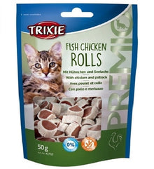 Trixie Premio Bites Fish Chicken Rolls Cat Treats - 50G