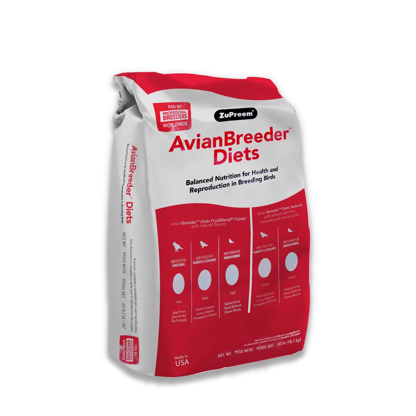 Zupreem AvianBreeder FruitBlend Parrots & Conures 40 lbs (18.14 kg)